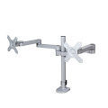Wholesale Foldable Adjustable Height Aluminum Alloy White Dual Monitor Arm Stand